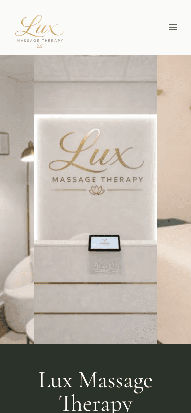Lux Massage Therapy custom website on mobile