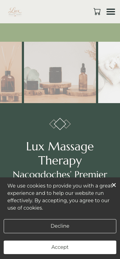 Lux Massage Therapy Vagaro page on mobile